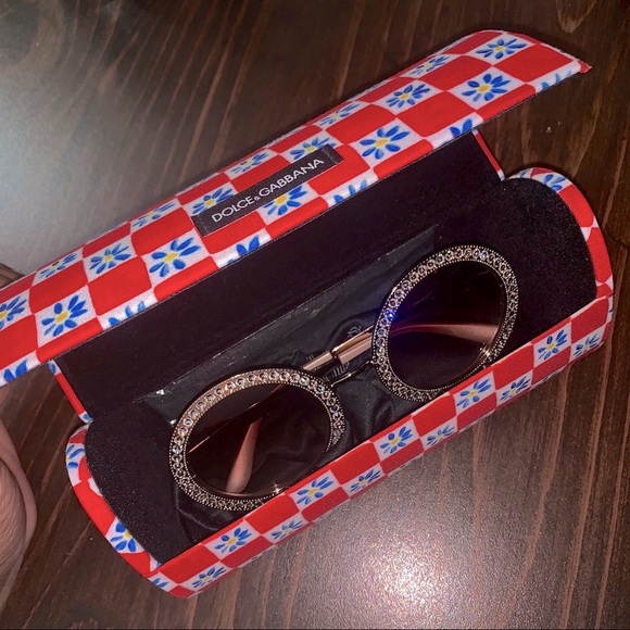 Dolce & Gabbana Rose Gold Round Crystal Sunglasses - Picture 5 of 12